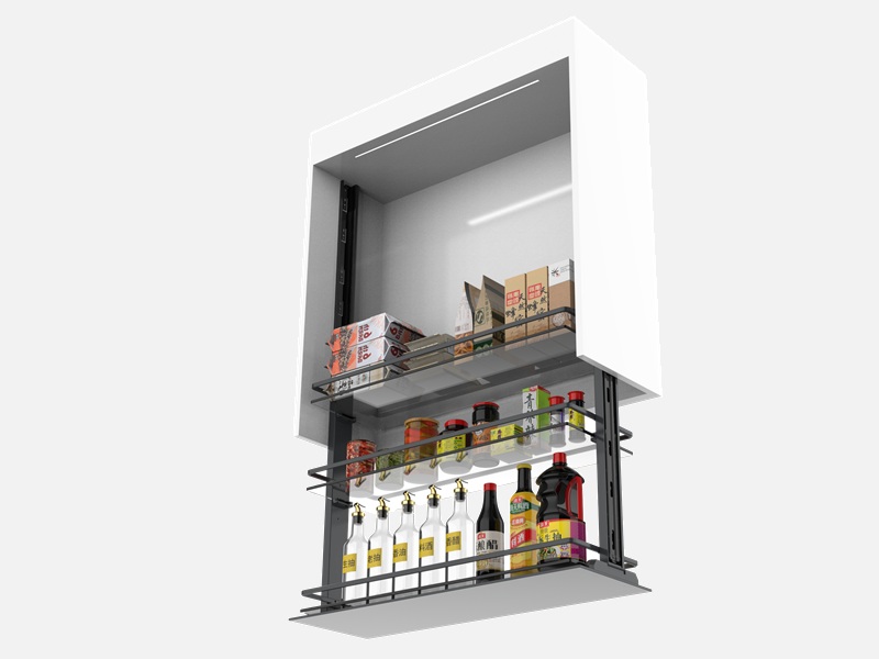 Gabinete elevable inteligente con puerta doble de vidrio 36 in de ancho x 32 in de alto x 13.2 in de profundidad