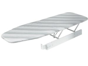 Tabla de planchar Hafele Ironfix®, empotrada para instalar como gaveta, blanca con rayas grises - 568.60.710