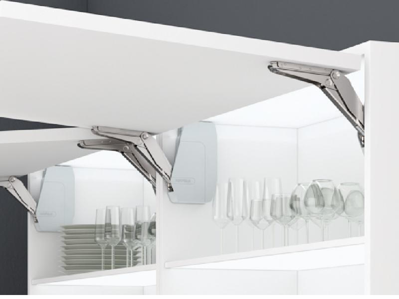 Hafele Free Flap 3.15 model E, con cierre lento (soft close), de acero niquelado de plástico gris - 372.91.331