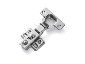 Slide-on full overlay hinge, 4-hole plate included, 1 pair