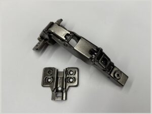 Soft-Close clip-on Hinge, 165° Opening Angle, plate included, black color, 1 pair