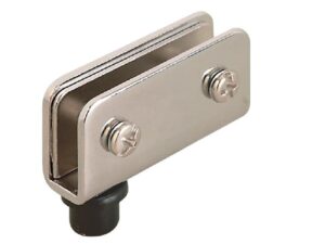 Gozne cromado sin orificio para puerta de cristal empotrada, ángulo de apertura de 110°, para cristal hasta 6 mm