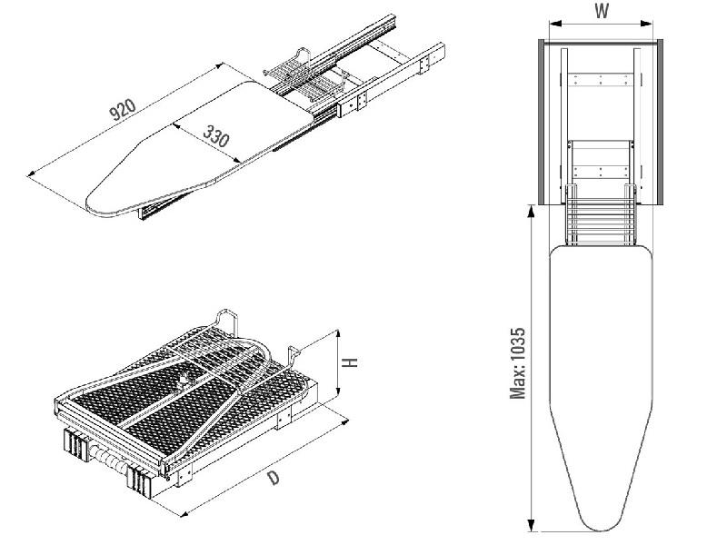 Tabla de planchar gris antracita 6 in x 20 in Starax - S-6616-A