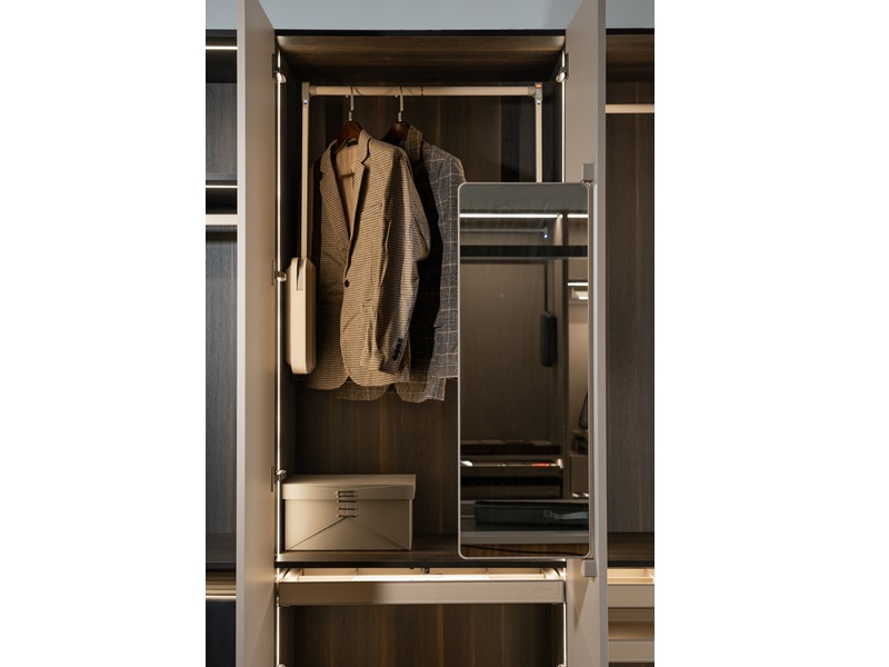 Trebol Turning Mirror Mechanism For Closets, Champagne Color - HEO081 - 1-7/32 x 12-1/8 x 36-13/16 in