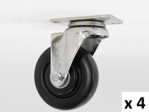 1-1/2 in PVC Swivel Caster, pack of 4