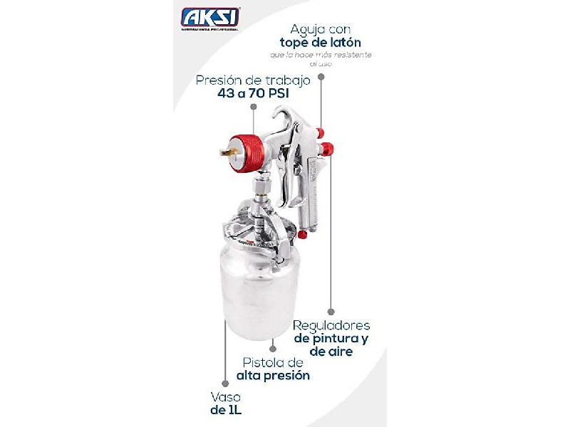 Pistola de alta presión para pintar 70 psi