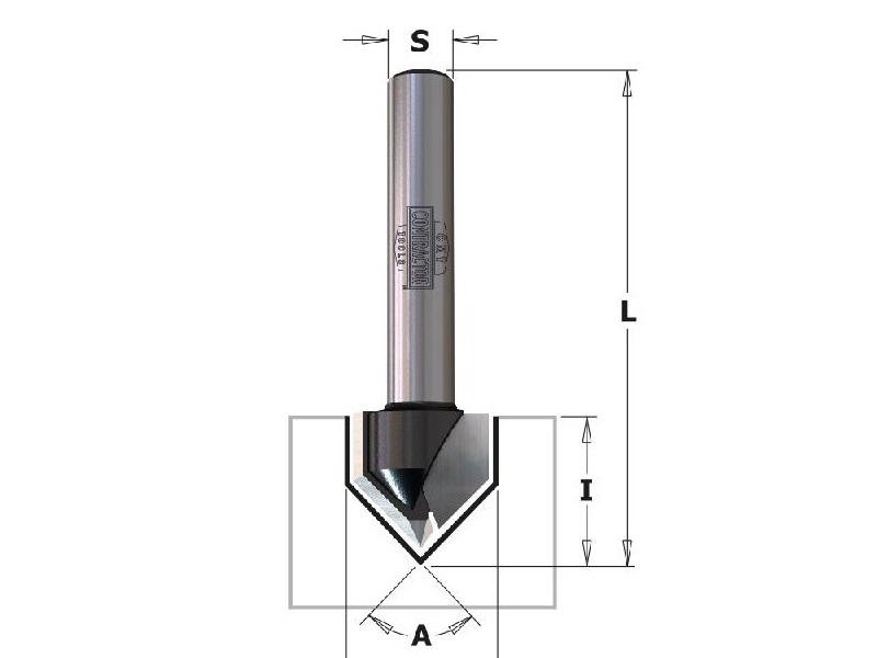 CMT 81503 Contractor V-Grooving Bit, 1/2-inch Diameter, 90° Cutting Angle, 1/4-inch shank