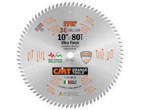 CMT 255.080.10 ITK Industrial Fine Finish Saw Blade, 10-Inch x 80 Teeth 40° ATB Grind with 5/8-Inch Bore