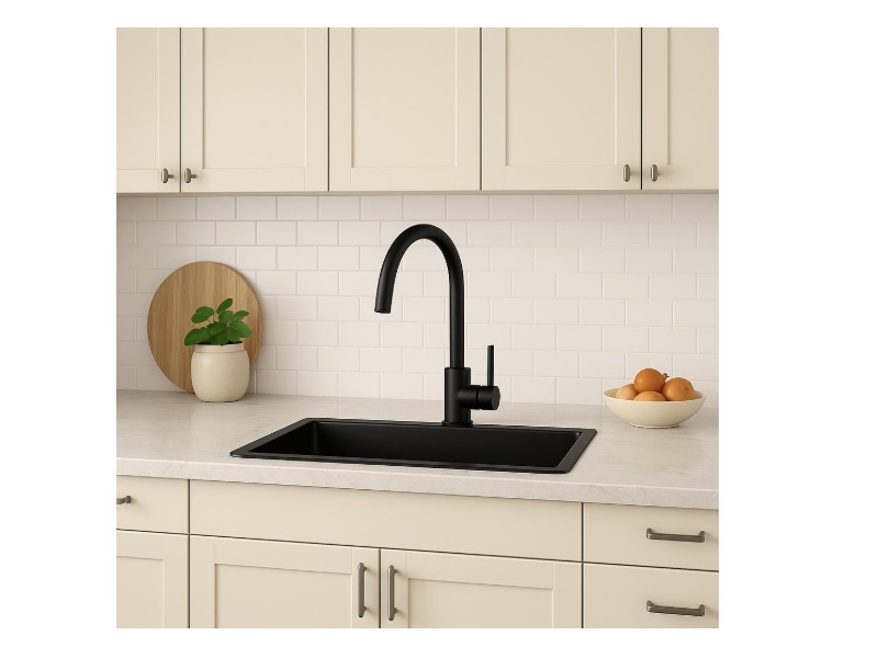 Addith black curved kitchen faucet - 73008.1