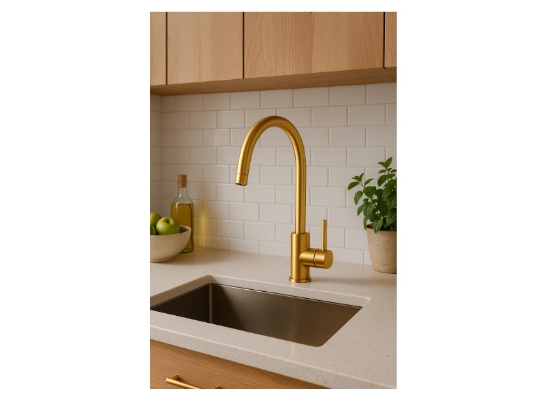 Addith gold curved kitchen faucet - 73008.2