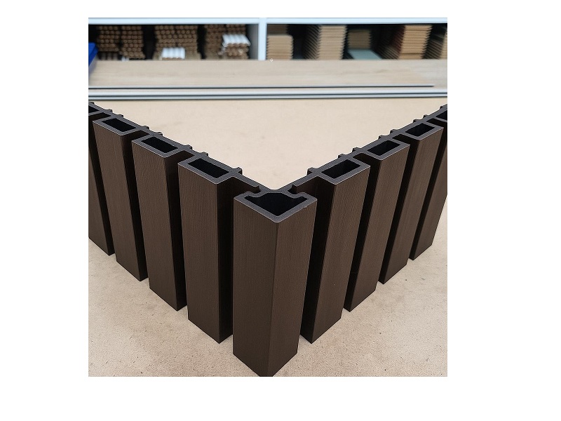 Exterior corner continuation for WPC decorative wall panel in Walnut color (dark brown) 9.5 ft long