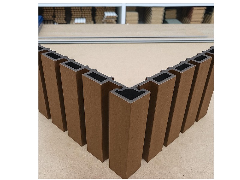 Exterior corner continuation for WPC decorative wall panel in Teak color (light brown) 9.5 ft long