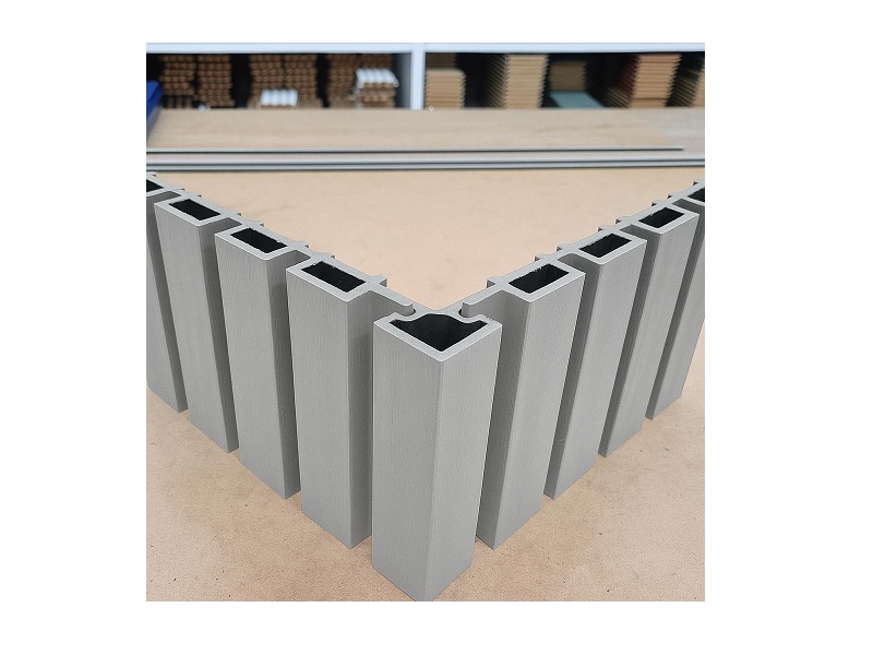 Exterior corner continuation for WPC decorative wall panel in Antique Wood color (light gray) 9.5 ft long