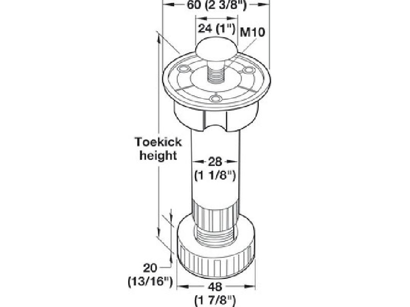 Cabinet Leveler, plastic, black, 5 in to 6 in
