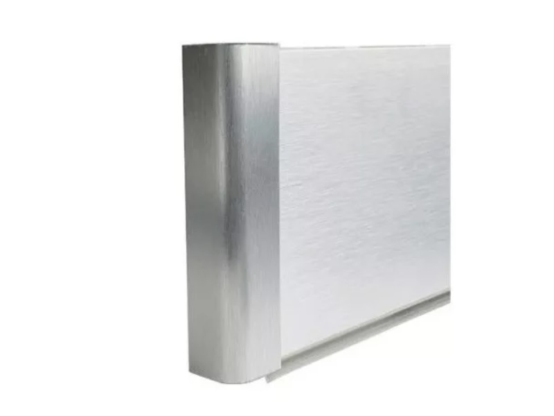 Corner for toe kick, stainless steel color, 10 ft