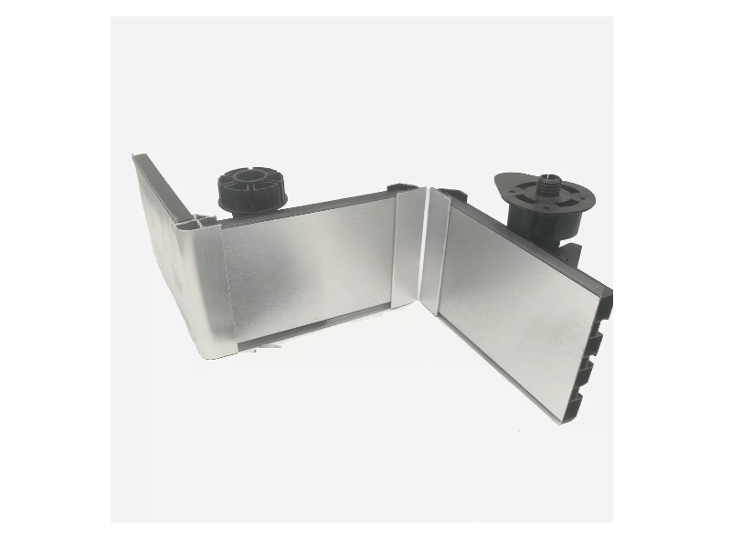 Corner for toe kick, stainless steel color, 10 ft