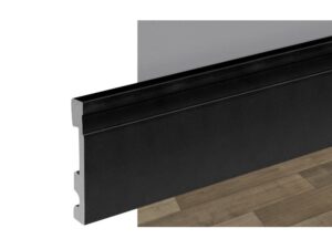 Matt black plastic toe kick 4-3/4 in x 14 ft