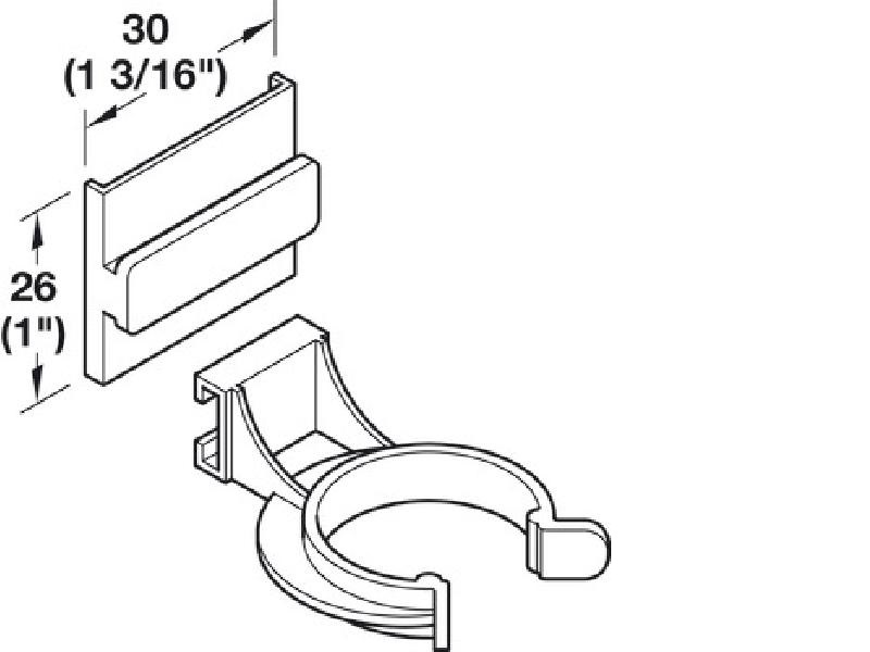 AXILO Plinth Clip, screw mount, plastic, for screw fixing, black, For sliding on